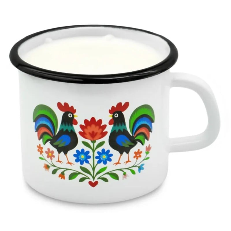 Kubek emaliowany 1200 ml do kawy herbaty biały stal retro Tragar