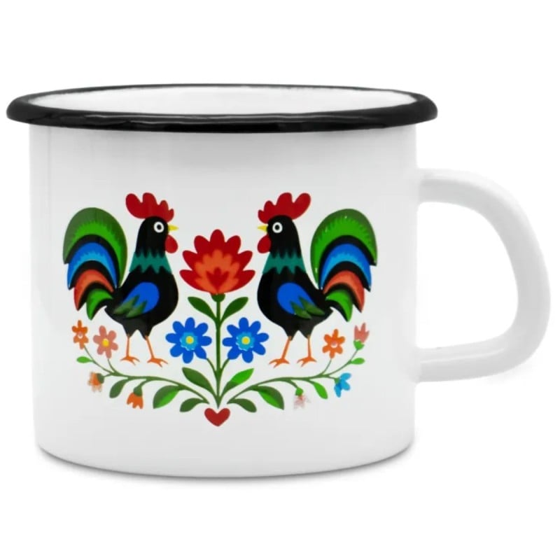 Kubek emaliowany 1200 ml do kawy herbaty biały stal Folk Tragar