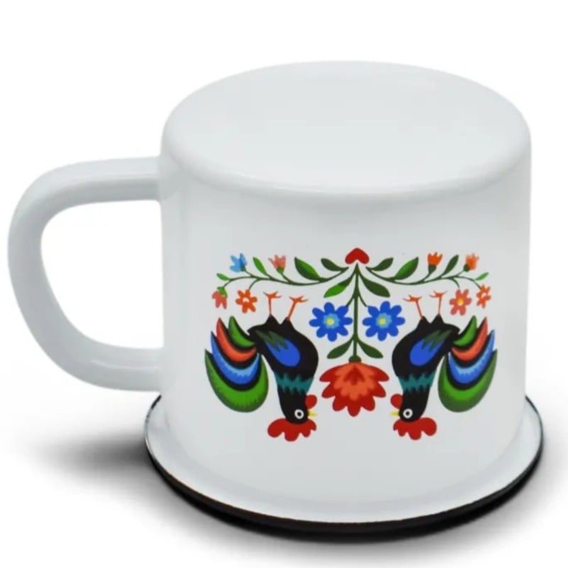 Kubek emaliowany 1200 ml do kawy herbaty biały stal retro Tragar