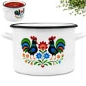 Garnek tradycyjny emaliowany 20 cm z uchwytami stalowy biały Folk 4,5 l Tragar