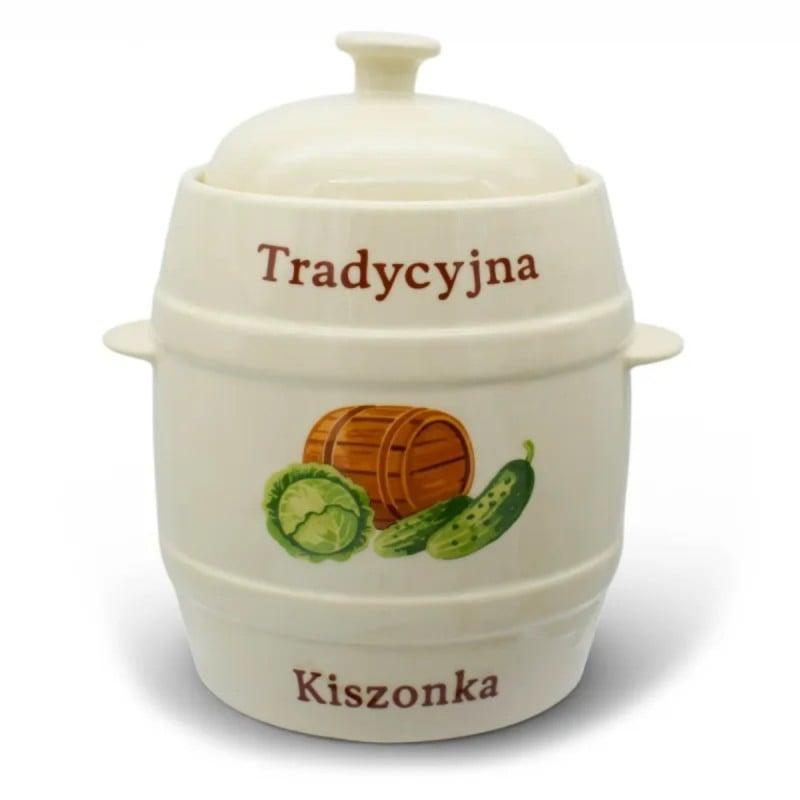 Beczka kamionkowa 4 litry hermetyczna do kiszenia ogórków kapusty kremowa słoje Bella Fiore Tragar