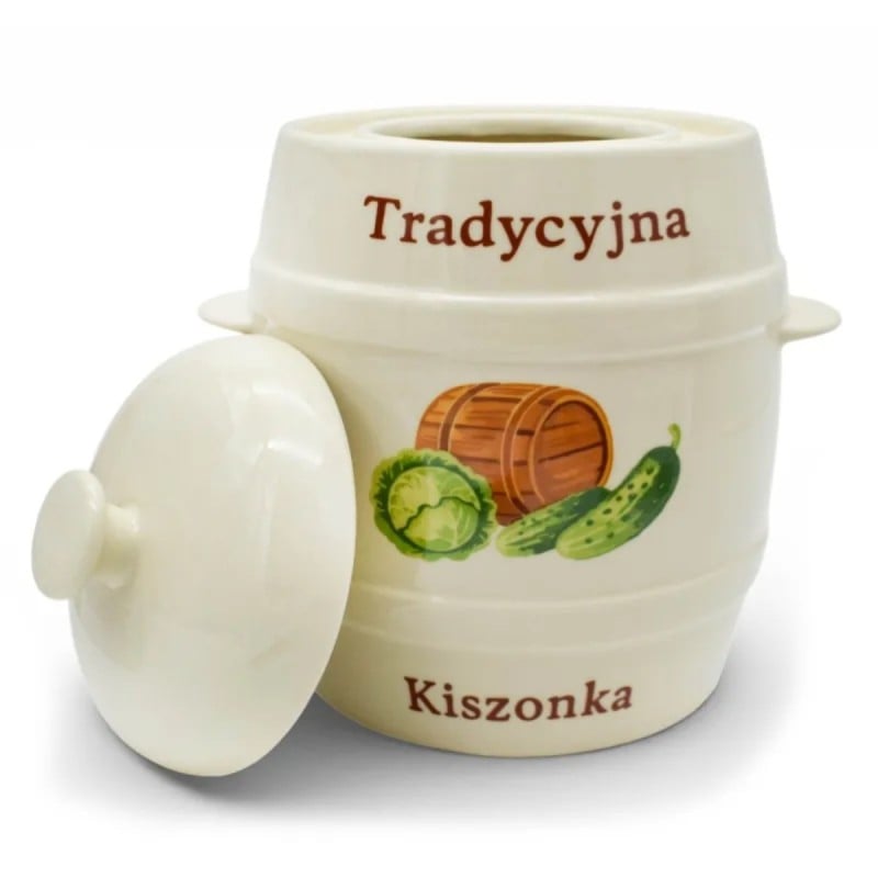 Beczka kamionkowa 3 litry hermetyczna do kiszenia ogórków kapusty kremowa słoje Bella Fiore Tragar