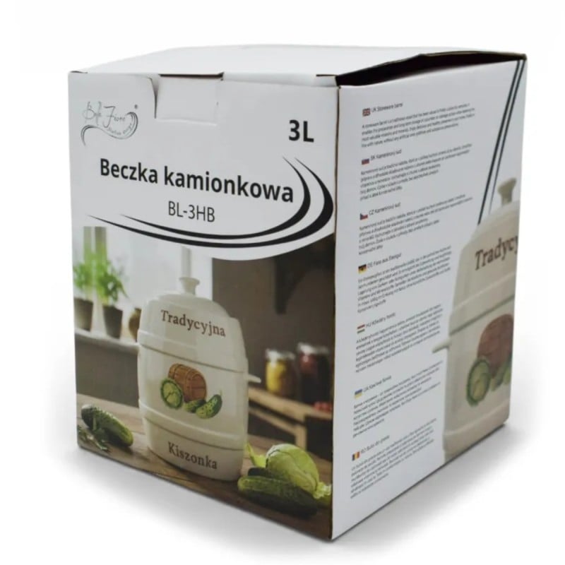 Beczka kamionkowa 3 litry hermetyczna do kiszenia ogórków kapusty kremowa słoje Bella Fiore Tragar