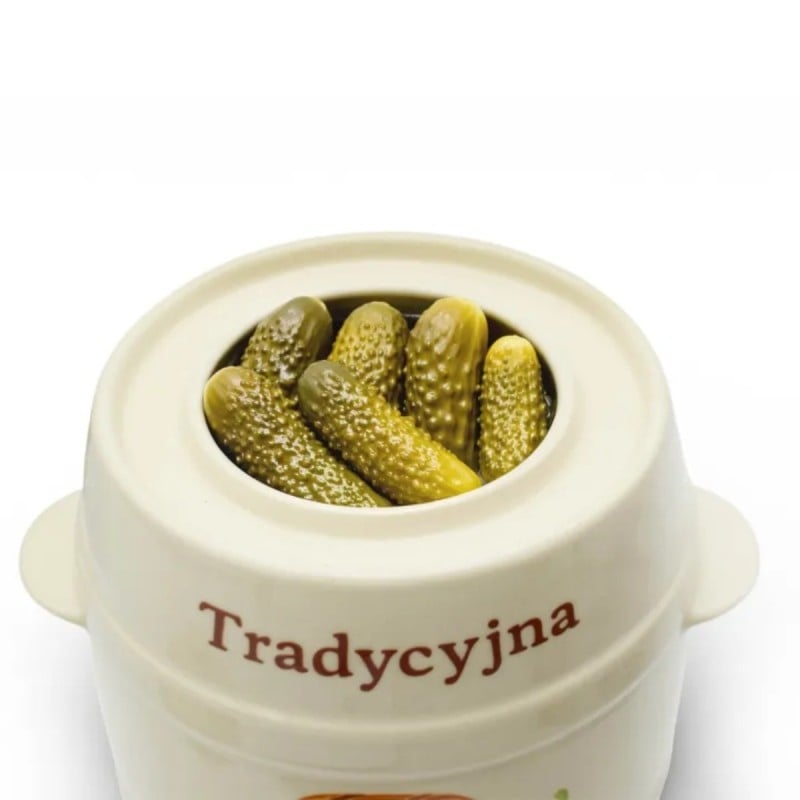 Beczka kamionkowa 3 litry hermetyczna do kiszenia ogórków kapusty kremowa słoje Bella Fiore Tragar