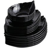 Serwis obiadowy 18 elementów Nocturn Black szklane talerze zestaw talerzy dla 6 osób czarne