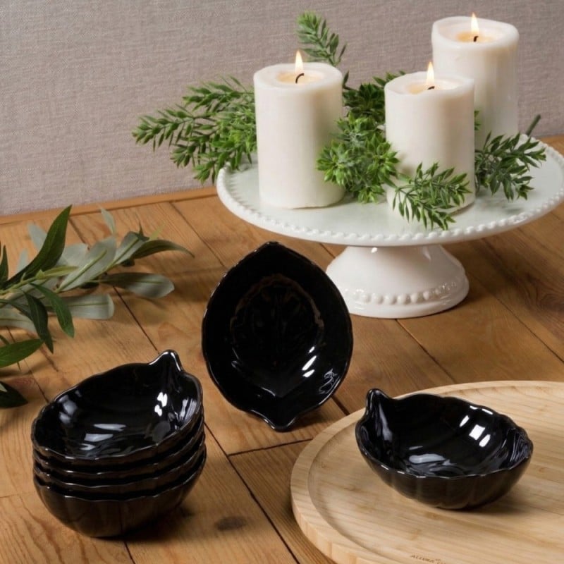 Serwis obiadowy 18 elementów Nocturn Black szklane talerze zestaw talerzy dla 6 osób czarne