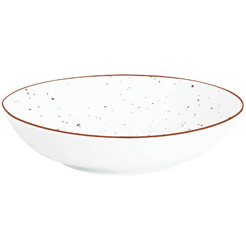 Serwis obiadowy porcelanowy MG Home Gemma 18 elementów zestaw talerzy dla 6 osób biały nakrapiany