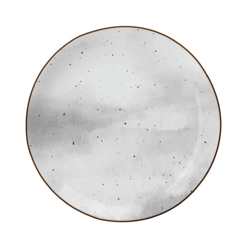 Serwis obiadowy porcelanowy MG Home Antico 18 elementów zestaw talerzy dla 6 osób szary nakrapiany