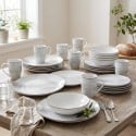 Serwis obiadowy porcelanowy Antic 24 elementy zestaw talerzy kubków dla 6 osób szary nakrapiany