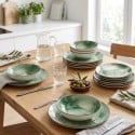 Serwis obiadowy porcelanowy GierekHoff Giada 18 elementów zestaw talerzy dla 6 osób zielony nakrapiany 1220