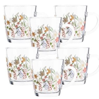 Kubki szklane 350 ml Altom Toronto w kwiaty szklanka z uchwytem zestaw 6 szt