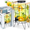 Słój szklany z kranikiem 5.5 L z czarnym stojakiem do lemoniady napojów wody Vilde