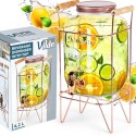 Słój szklany z kranikiem 4.2 L z złotym stojakiem do lemoniady napojów wody Vilde