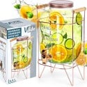 Słój szklany z kranikiem 5.5 L z złotym stojakiem do lemoniady napojów wody Vilde