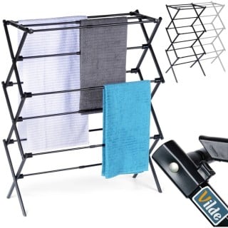 Suszarka na pranie metalowa czarna pionowa rozsuwana 47-78x94 cm Vilde