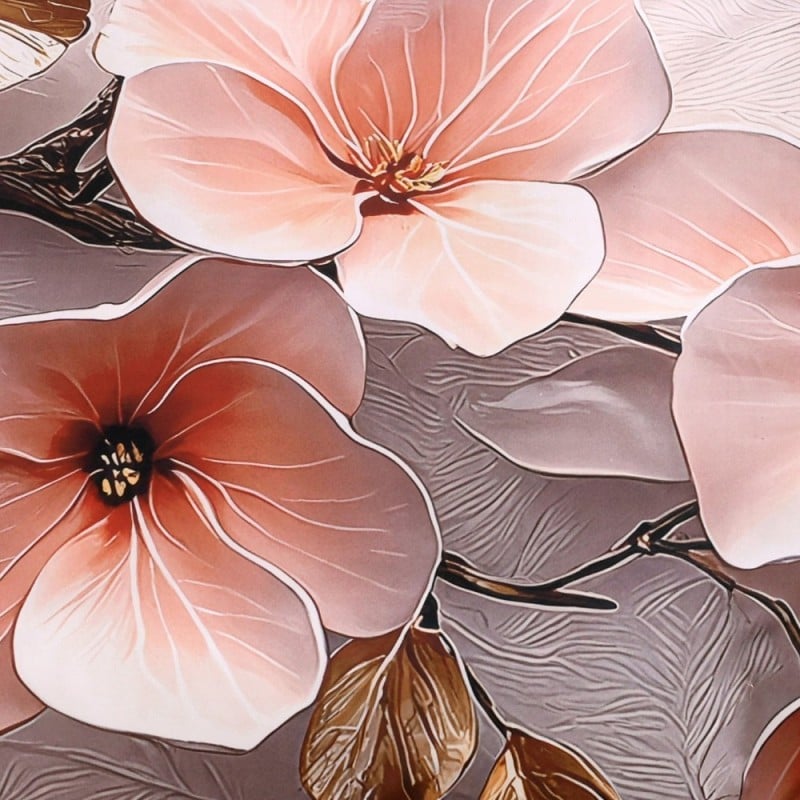 Pościel 220x200 bawełna satynowa wzór 5D dwustronna GierekHoff gruba 3 części GH 3123 Pudrowy Ogród