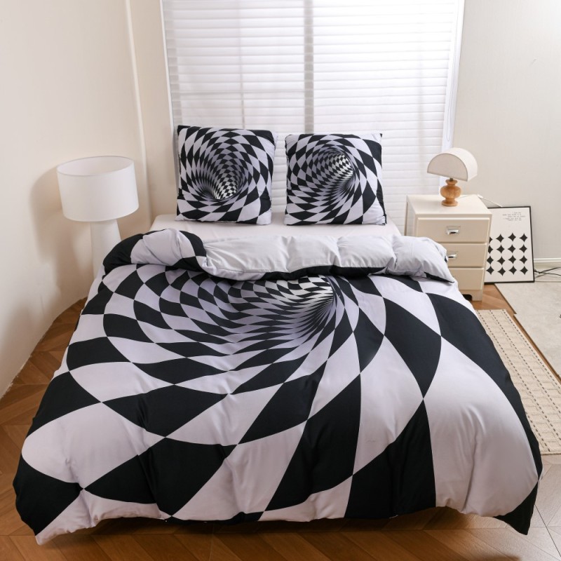 Pościel 140x200 bawełna satynowa wzór 5D dwustronna GierekHoff gruba 2 części GH 3128 Hipnotyczny Tunel