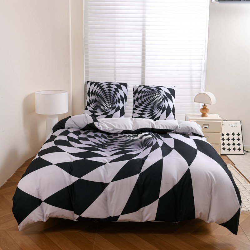 Pościel 160x200 bawełna satynowa wzór 5D dwustronna GierekHoff gruba 3 części GH 3128 Hipnotyczny Tunel