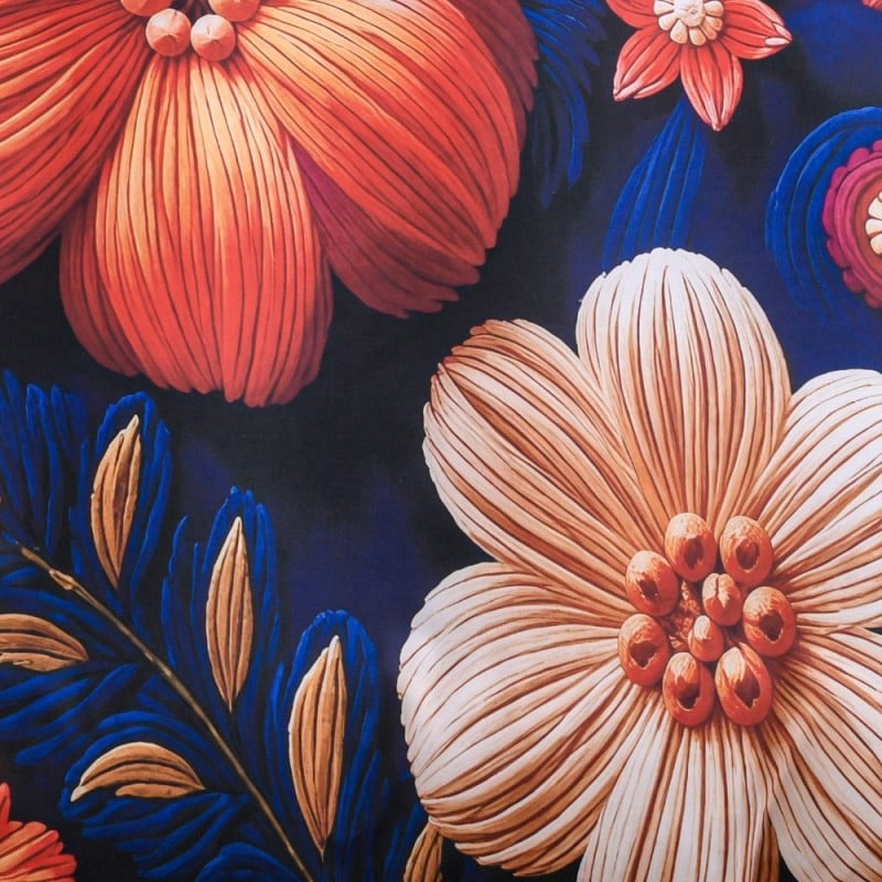 Pościel 140x200 bawełna satynowa wzór 5D dwustronna GierekHoff gruba 2 części GH 3129 Atramentowa Flora