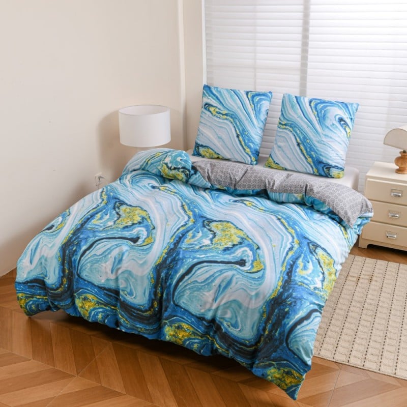 Pościel 160x200 bawełna satynowa dwustronna GierekHoff gruba 3 części GH 3132 Plisowana Iluzja