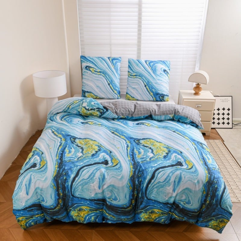 Pościel 200x220 bawełna satynowa dwustronna GierekHoff gruba 3 części GH 3132 Plisowana Iluzja