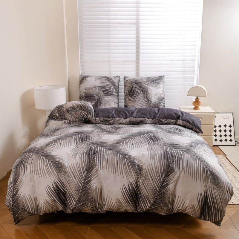 Pościel 200x220 bawełna satynowa dwustronna GierekHoff gruba 3 części GH 3133 Księżycowa Paproć