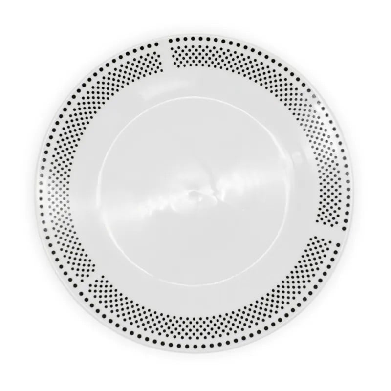 Serwis obiadowy porcelana 18 elementów Bella Fiore białe talerze dla 6 osób wzór kropki