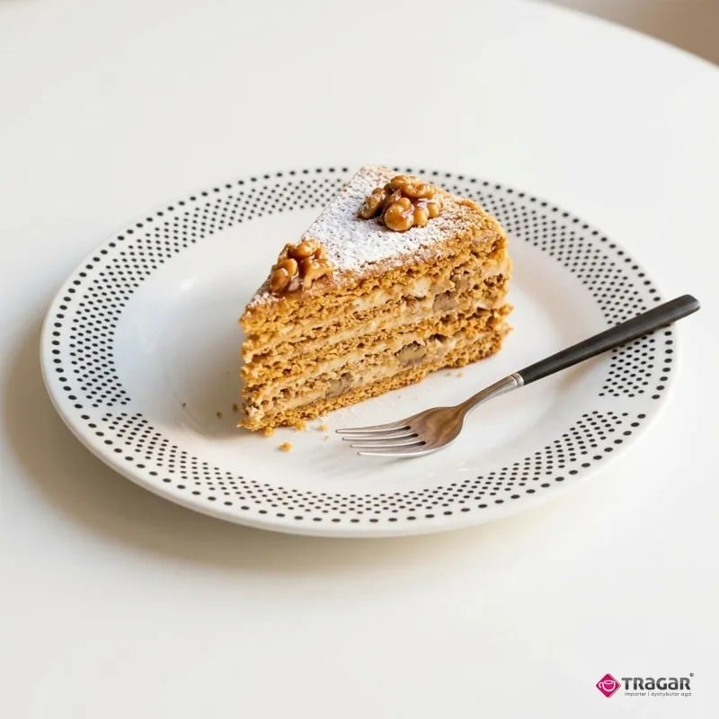 Serwis obiadowy porcelana 18 elementów Bella Fiore białe talerze dla 6 osób wzór kropki