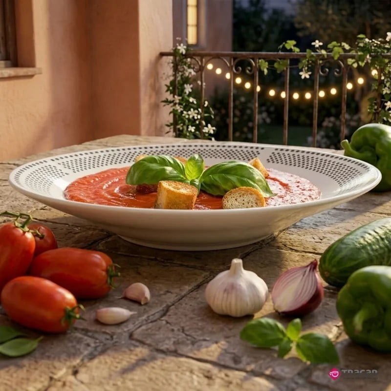 Serwis obiadowy porcelana 19 elementów Bella Fiore białe talerze miska dla 6 osób wzór kropki