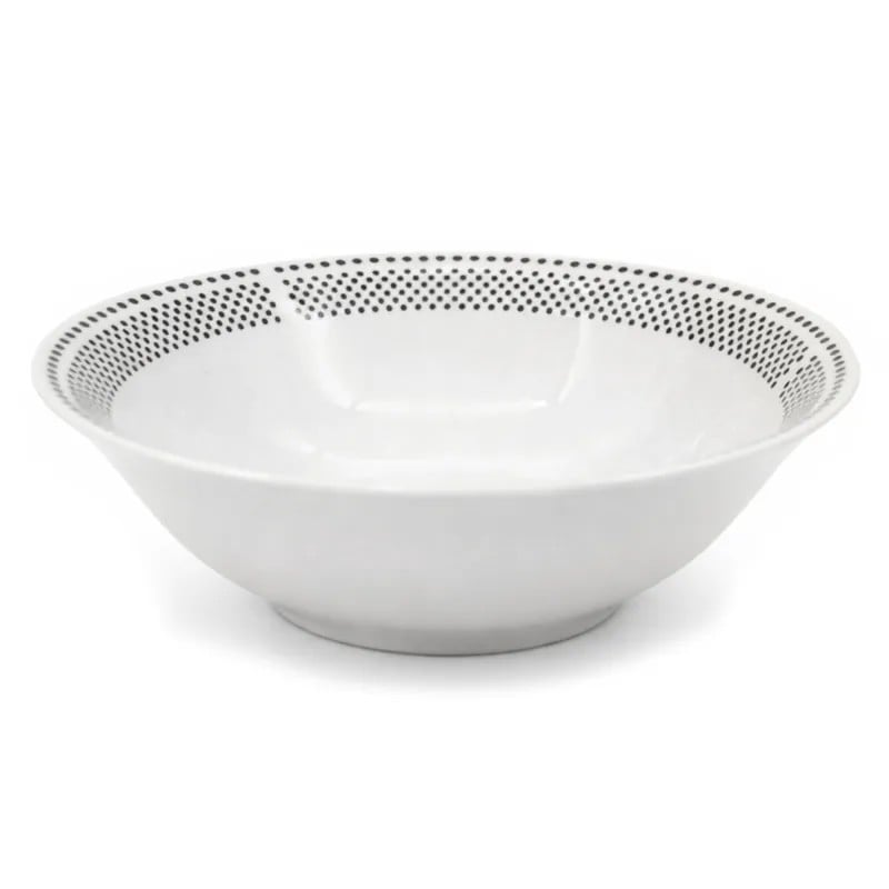 Serwis obiadowy porcelana 19 elementów Bella Fiore białe talerze miska dla 6 osób wzór kropki