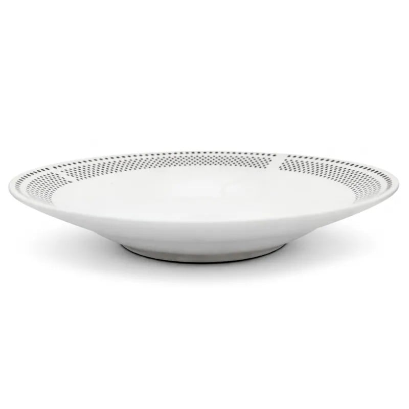 Serwis obiadowy porcelana 24 elementy Bella Fiore białe talerze miski dla 6 osób wzór kropki