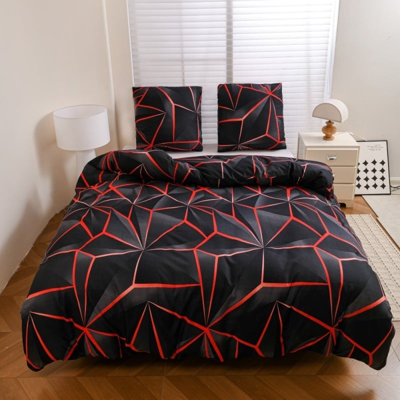 Pościel 200x220 bawełna satynowa dwustronna GierekHoff gruba 3 części GH 3142 Wulkaniczna lawa