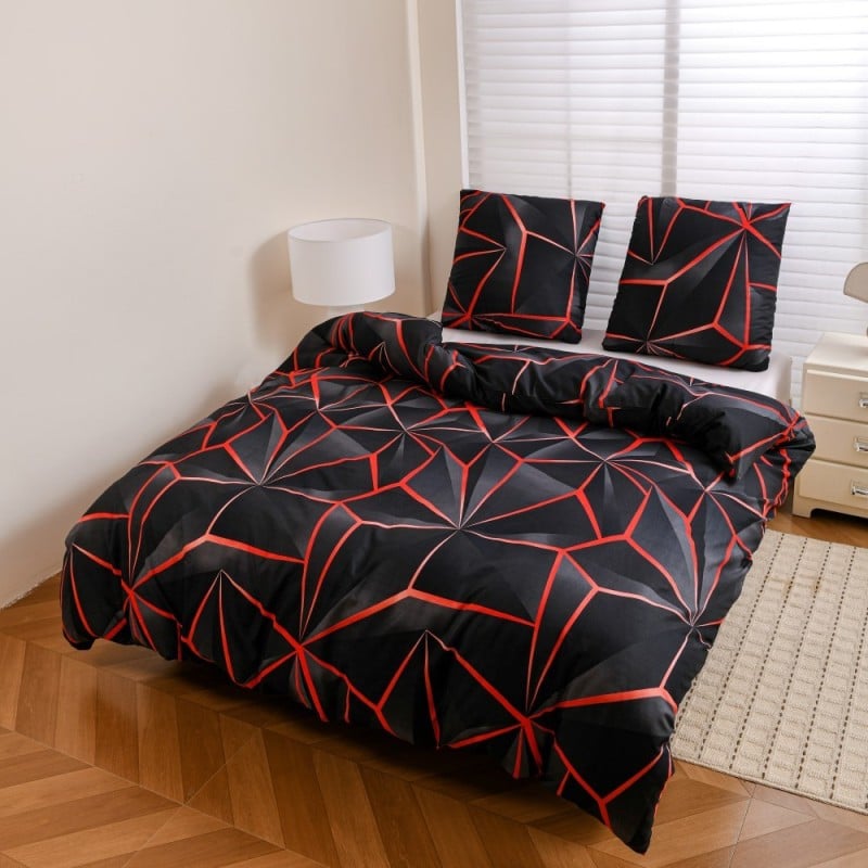 Pościel 200x220 bawełna satynowa dwustronna GierekHoff gruba 3 części GH 3142 Wulkaniczna lawa