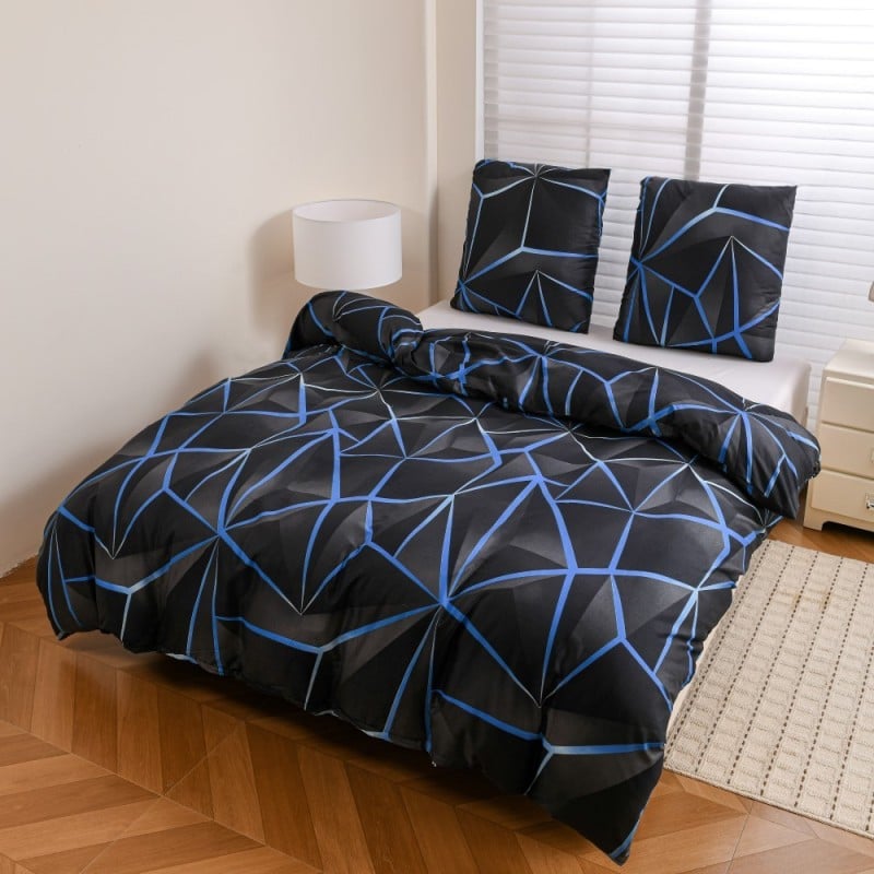 Pościel 140x200 bawełna satynowa dwustronna GierekHoff gruba 2 części GH 3144 Błękitna Otchłań