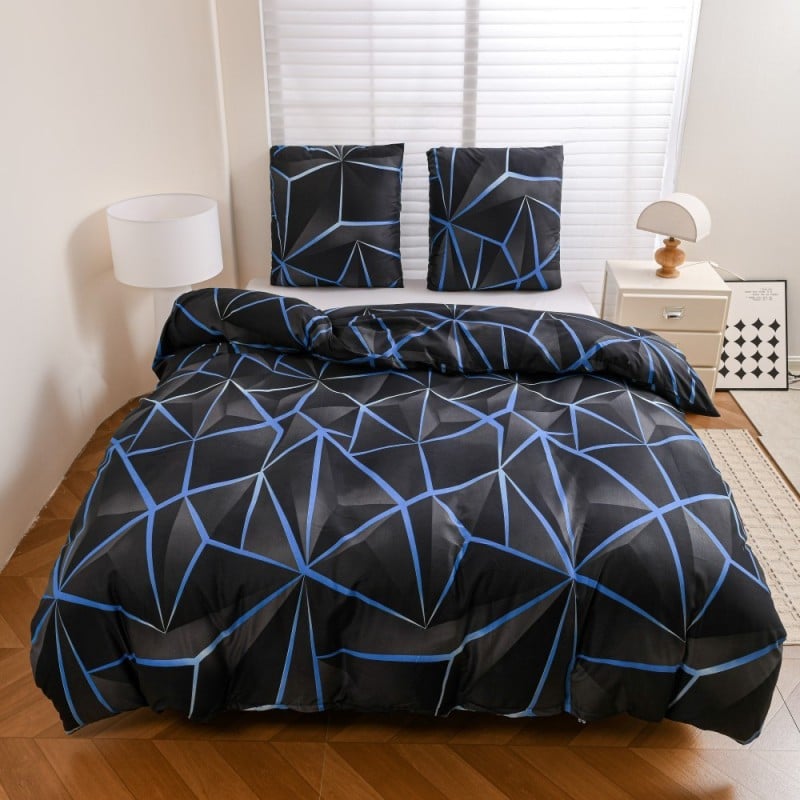 Pościel 160x200 bawełna satynowa dwustronna GierekHoff gruba 3 części GH 3144 Błękitna Otchłań