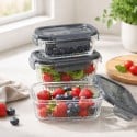 Pojemniki szklane lunchbox GierekHoff Riffle 1500/1000/400 ml żaroodporne szczelne GH 1107