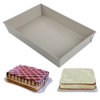 Blacha prostokątna forma beżowa do pieczenia 36,5x24x6 cm z stali węglowej i powłoki nieprzywierającej Kinghoff