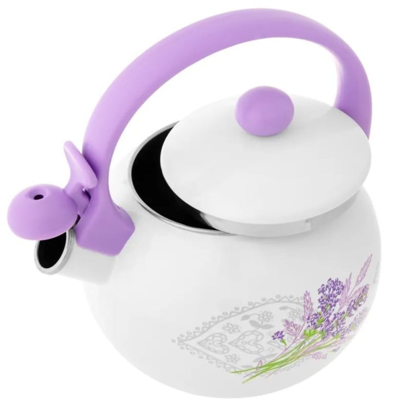 Czajnik tradycyjny z gwizdkiem 2.2 L emaliowany Amelio Lavander motyw lawendy