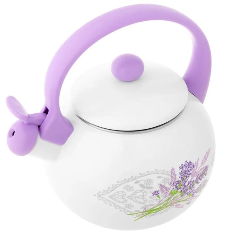 Czajnik tradycyjny z gwizdkiem 2.2 L emaliowany Amelio Lavander motyw lawendy