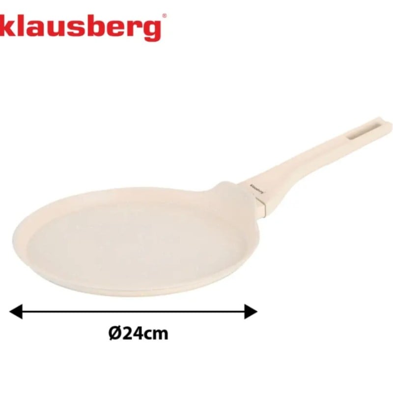 Patelnia do naleśników 24 cm z powłoką marmurową nieprzywierająca kremowa indukcja gaz Klausberg