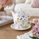 Dzbanek porcelanowy z filiżanką biały imbryk w z motywem polnym do zaparzania herbaty 400ml ODELO VEDIA OD2958 Delhan