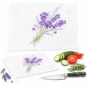 Deska do krojenia patera prostokątna 35x25 cm szklana deska do serwowania clara lavender heart