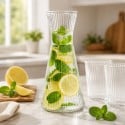 Karafka szklana 1000 ml do wody lemoniady szkło ryflowane Tragar