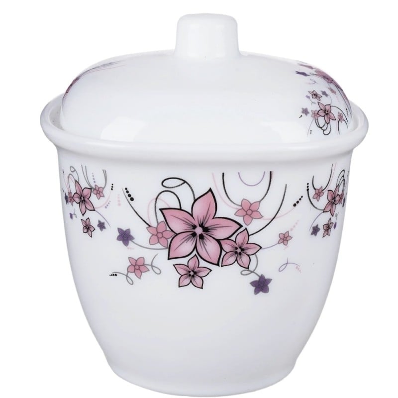 Elegancki zestaw obiadowo-kawowy 58 el. GierekHoff czarno-biały w kwiatowy wzór K-15009-4