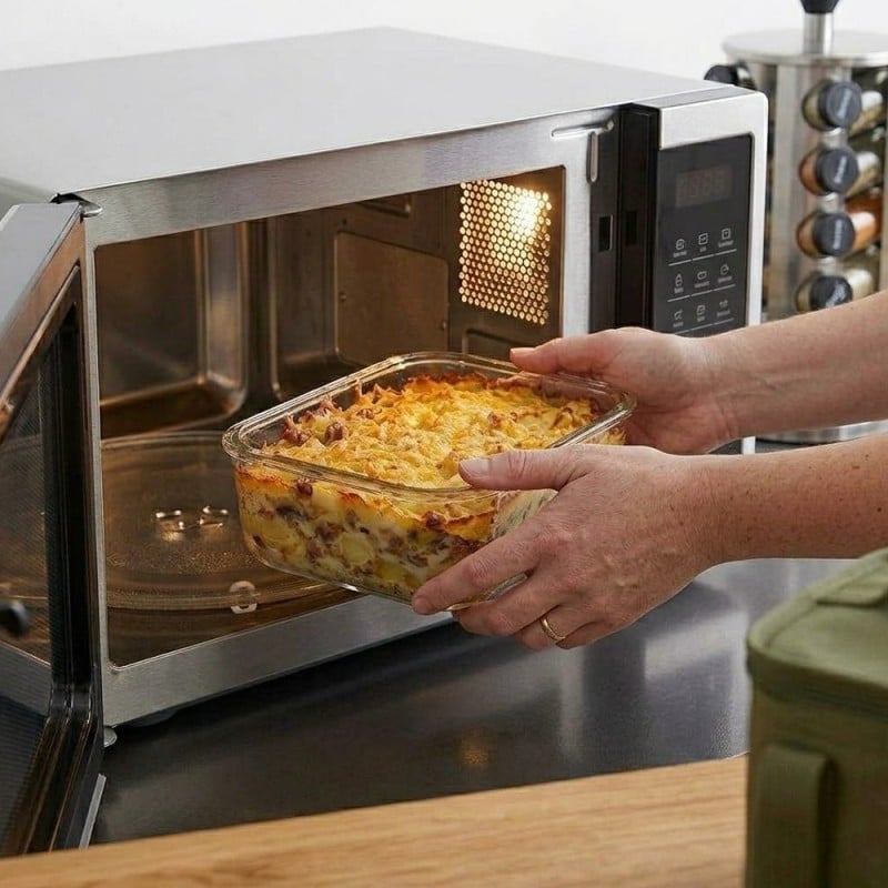 Pojemniki szklane kwadratowe lunchbox GierekHoff Corio GH 1115 zestaw 4 sztuki żaroodporne hermetyczne 800/520/320/150 ml