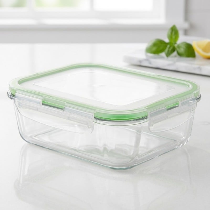 Zestaw 8 pojemników szklanych lunchbox GierekHoff Corio żaroodporne hermetyczne prostokątne kwadratowe GH 1114 1115