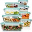 Zestaw 8 pojemników szklanych lunchbox GierekHoff Corio żaroodporne hermetyczne prostokątne kwadratowe GH 1114 1115