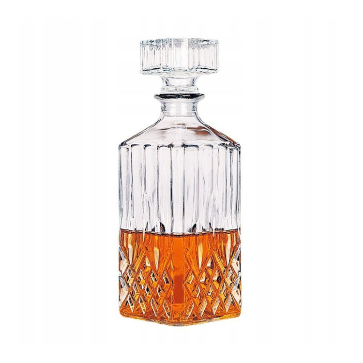 Zestaw do whisky karafka szklana 850 ml i 6 grubych szklanek 280 ml GierekHoff Royal Diamond