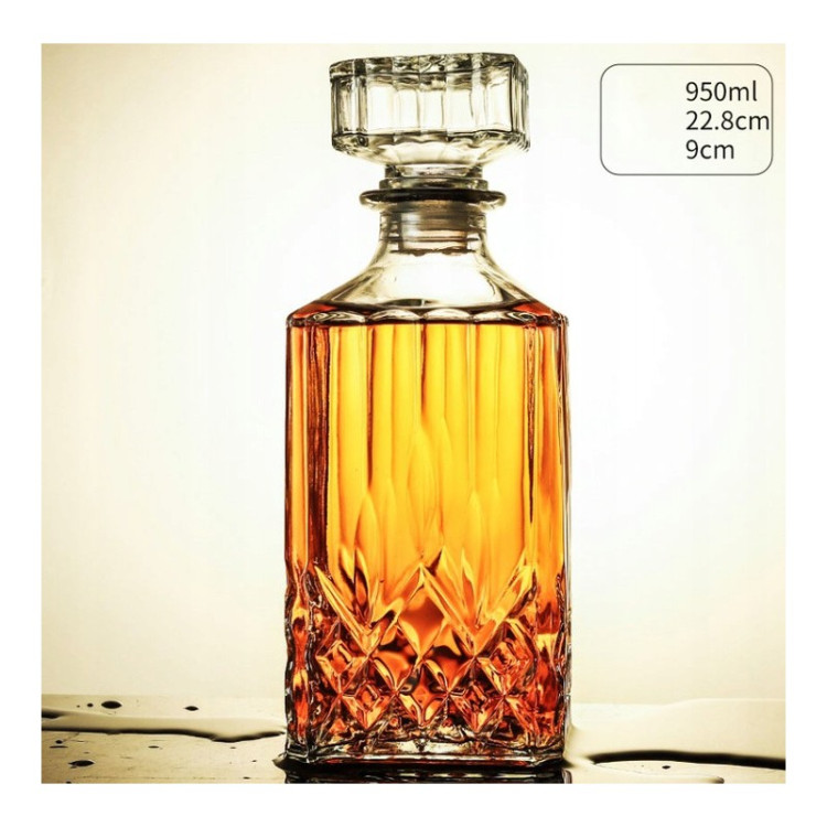 Zestaw do whisky karafka szklana 850 ml i 6 grubych szklanek 280 ml GierekHoff Royal Diamond