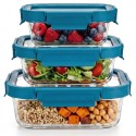 Zestaw 3 pojemników szklanych lunchbox GierekHoff Corio Glass żaroodporne hermetyczne prostokątne GH 1117